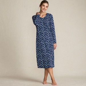 Lands' End Women's Cotton Long Sleeve Midcalf Nightgown - 1 of 4