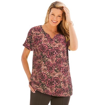 Woman Within Plus Size 7-Day Notch-Neck Tunic