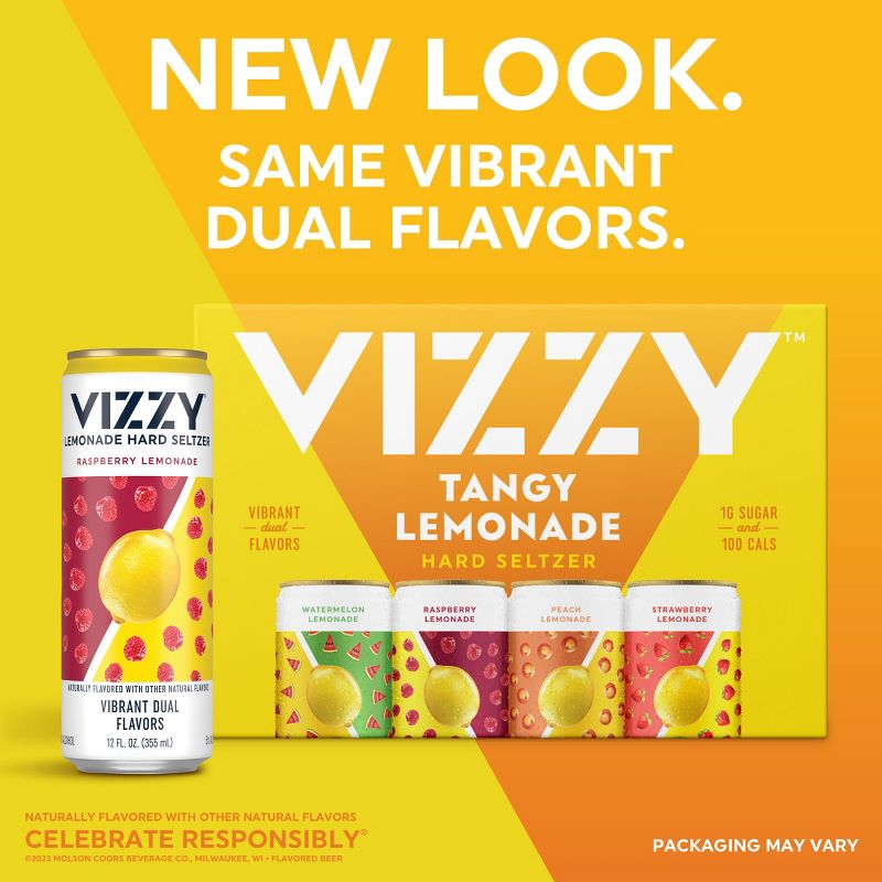 Vizzy Hard Seltzer Tangy Lemonade Variety Pack - 12pk/12 fl oz Slim Cans, 5 of 12