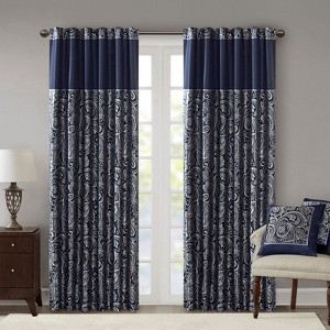 DSVIMOY Curtain Panels, 2pcs Jacquard Curtain Panel Pair for Living Room, Bedroom, Navy, 108"*50"*0.13" - 1 of 4