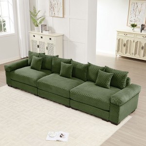 130" Oversized Cloud Modular Sectional Couch, Premium Corduroy 3-Seater. Extra-Thick Armrests, Good Resilience Cushion - 1 of 4