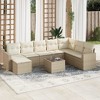 vidaXL 9 Piece Patio Sofa Set with Cushions Beige Poly Rattan - Beige and Cream With Table - 2 of 4