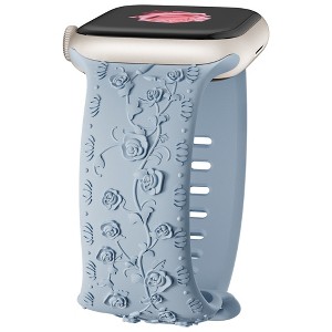 HTUTWOO Rose Engraved Apple Watch Band, Floral Sport Silicone Strap 38/40/41/42/44/45/46/49 mm for iWatch Series 11 10 9 8 7 6 5 4 3 2 1 SE Ultra - 1 of 4