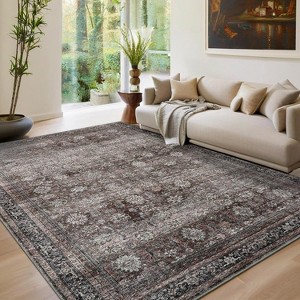 coucheta Vintage Floral Area Rugs for Living Room, Multi-size Washable Low Pile Non Slip Stain Resistant Non-Shedding Carpet, for Bedroom, Dining - 1 of 4