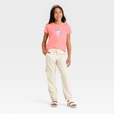Детские Cat & Jack Girls' Short Sleeve 'Cat' Graphic T-Shirt - Cat & Jack ™ Peach Pink M — фото 4
