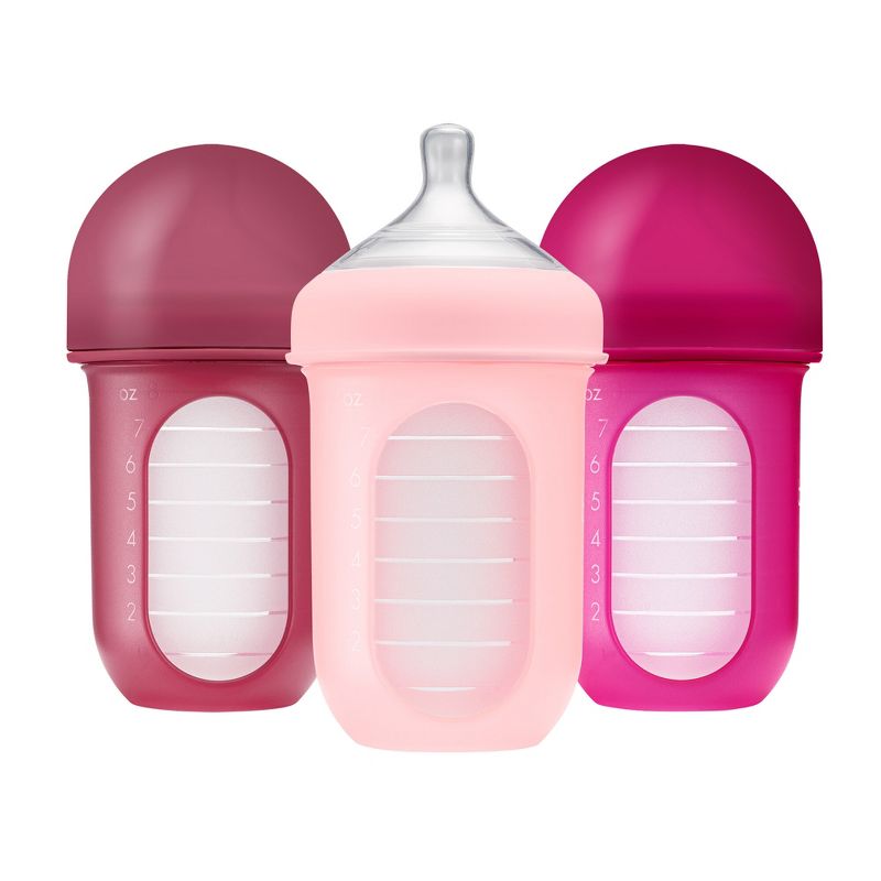 Boon Nursh Silicone Baby Bottles with Collapsible Silicone Pouch - 8 fl oz/3pk, 1 of 16
