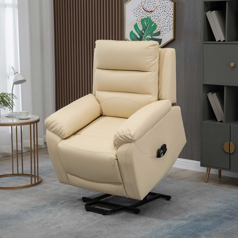 HOMCOM Electric Power Lift Chair for Elderly with Massage, PU Leather Oversized Living Room Recliner with Remote Control, and Side Pockets, 2 of 7
