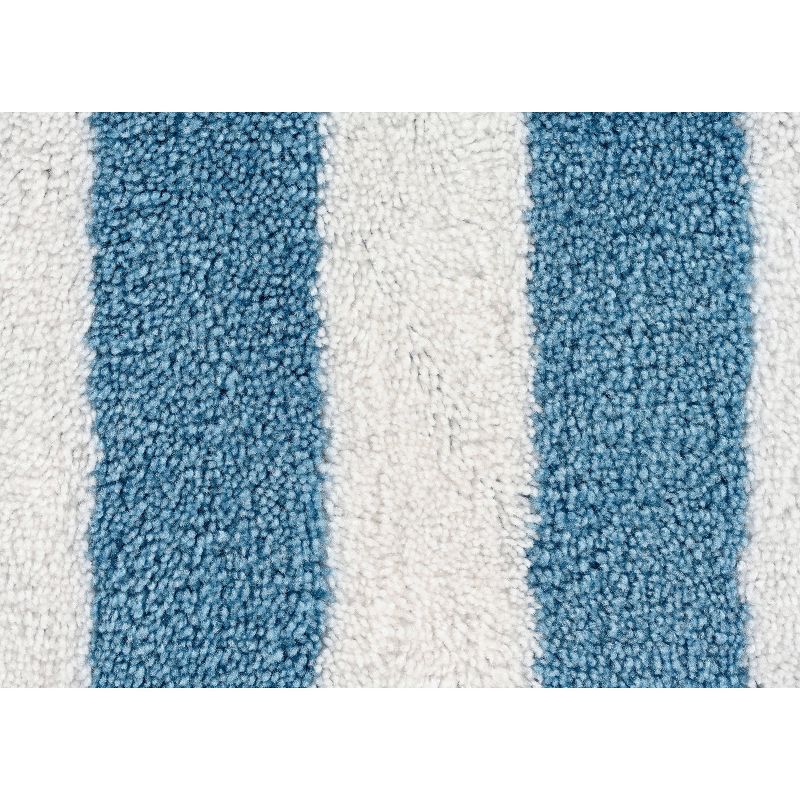 21&#34;x34&#34; Striped Washable Bath Rug Basin Blue/White - Garland Rug, 4 of 8