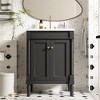 Vynxaria 24" Black Modern Bathroom Storage Cabinet with Top Sink and Ample Shelves - 2 of 4