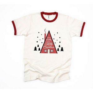 Simply Sage Market Women's Cabin Christmas Short Sleeve Ringer Tee - 1 of 3