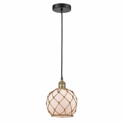 Farmhouse Rope - 1 Light Cord Hung Mini Pendant In Industrial Style-10.75 Inches Tall and 8 Inches Wide