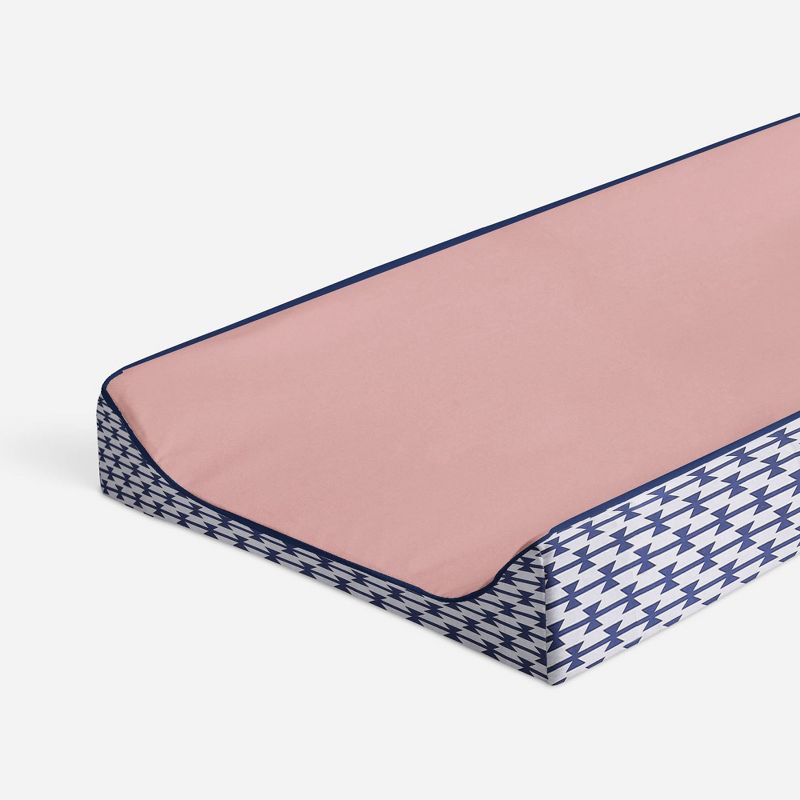 Bacati - Emma Solid Coral/Navy Quilted Changing Pad Cover, 1 of 8