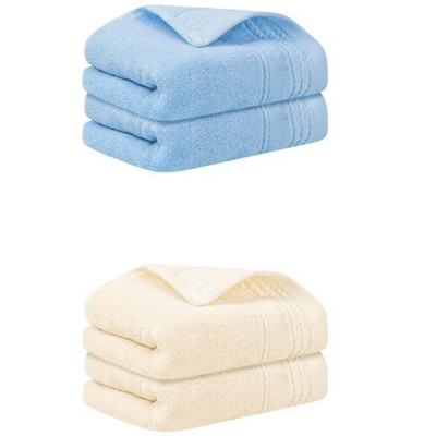Unique Bargains Striped Pattern Soft Comfort Hand Towels for Bathroom Camp 4 Pcs 14" x 30"