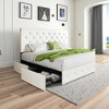 Platform Bed Frame with 4 Storage Drawers and Upholstered Diamond Tufted Headboard No Box Spring Needed - 3 of 4