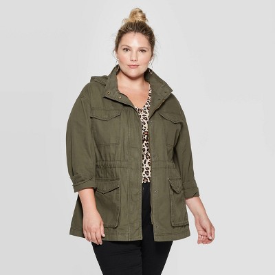 Women's Plus Size Utility Anorak Jacket - Ava & Viv™ Olive X