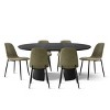 Extendable Dining Table Set for 6, Black Oval Pedestal Table with Upholstered Metal Leg Chairs for Kitchen or Dining Room-Tanpinhause - 4 of 4