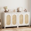 Rattan Storage Cabinet, Wooden Sideboard Buffet Cabinet with Doors and Shelves, Small Console Cabinet with Storage - 3 of 4