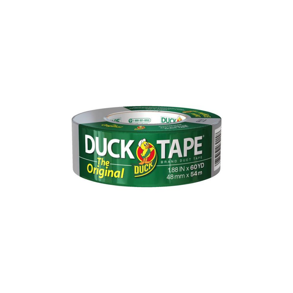 Duck 60yd The Original Duck Brand Duct Tape Silver: Heavy Duty Adhesive, 1.88" Width, 180 ft Length, Duct Tape Gray