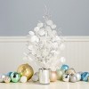 2.1' Unlit Frost White Tabletop Tree in Silver Glass Base - National Tree Company - 2 of 3
