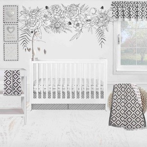 Bacati - Love Design/Print Gray/Silver 10 pc Crib Bedding Set with 2 Crib Fitted Sheets - 1 of 4