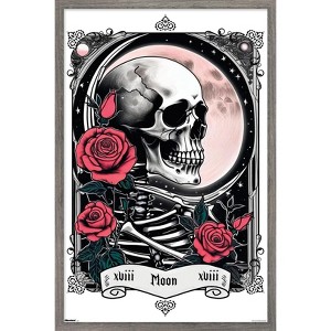 Trends International Tabz Jones - Skull and Roses Tarot Moon Framed Wall Poster Prints - 1 of 4