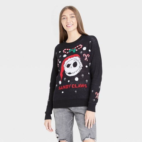 Women S Disney Nightmare Before Christmas Sandy Claws Graphic Pullover Sweater Black Target