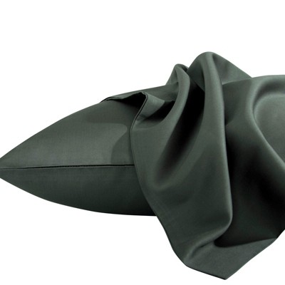 Slate Blue Cotton Queen Pillowcases with Envelope Closure, Set of 2