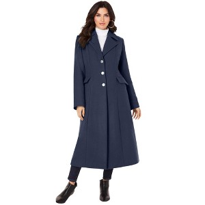 Roaman's Women's Plus Size Long Wool Blend Coat - 1 of 4