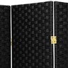 7 ft. Tall Woven Fiber Room Divider - Black (6 Panels): Oriental Furniture, Privacy Screen, Hardwood Frame - 2 of 3