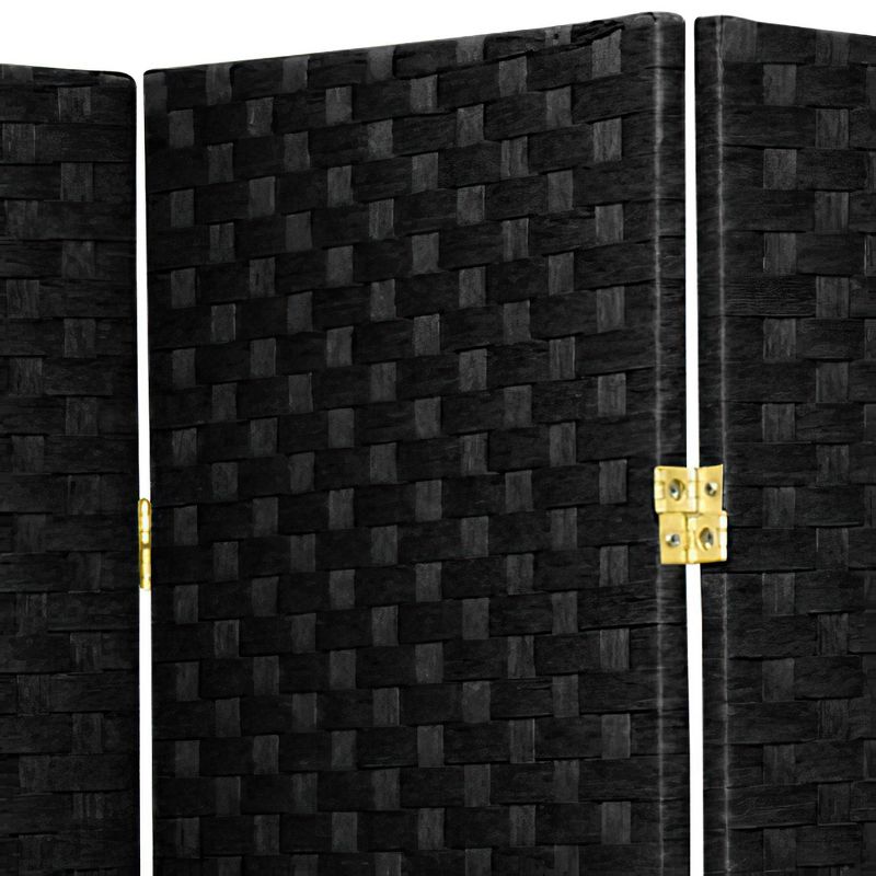 7 ft. Tall Woven Fiber Room Divider - Black (6 Panels), 3 of 6