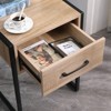 SKONYON Wood Nightstand with Drawer Steel Frame Side Table - 2 of 4