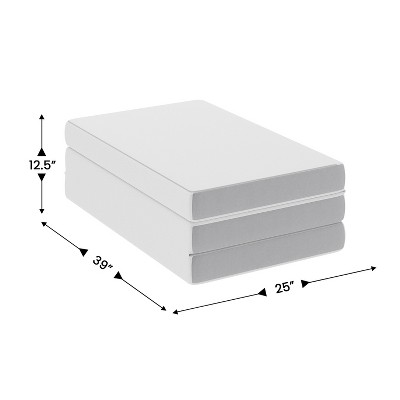 Twin Gray Memory Foam Tri-Fold Sofa Bed
