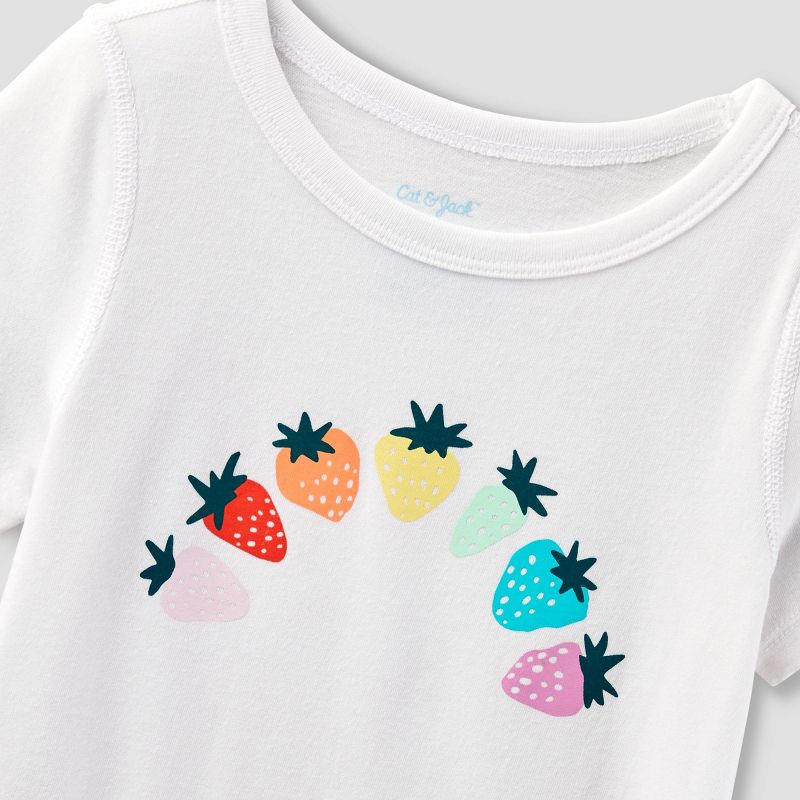 Toddler Adaptive &#39;Strawberry Rainbow&#39; Short Sleeve Graphic T-Shirt - Cat &#38; Jack&#8482; White, 4 of 5