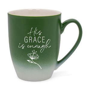 Elanze Designs His Grace Is Enough Two Toned Ombre Matte Green and White 12 ounce Ceramic Stoneware Coffee Cup Mug - 1 of 4