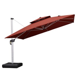 PURPLE LEAF 9/10/11/12ft Square Patio Cantilever Umbrella with Base Windproof Offset Heavy Duty Sun Umbrella for Pool Lawn Garden 360 Degree Rotation - 1 of 4