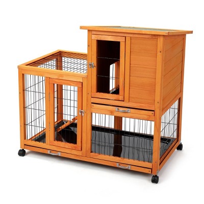 AZL1 Life Concept Pet Crates and Houses Multi-Purpose Rabbit Hutch Spacious Area with Smooth Casters Removable Trays, Orange, 38.98"*23.82"*36.61"