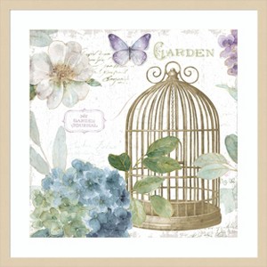 Amanti Art Rainbow Seeds Floral Birdcage III v2 by Lisa Audit Wood Framed Wall Art Print - 1 of 4