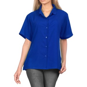 LA LEELA Womens Summer's Casual Blouse Shirt Blouses Short Sleeve Button Up Dress Tops Tee Shirts Coverup Hawaiian Dresses for Women - 1 of 4