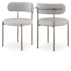 Meridian Furniture,Beacon Vegan Leather and Boucle Fabric Dining Chair, Set of 2 - 1 of 4