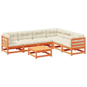 vidaXL Garden Sofa Set Solid Pine Wood Large Modular - Wax Brown with Cushion - 1 of 4
