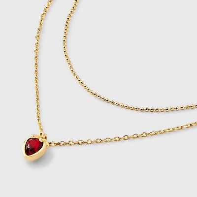 14K Gold Dipped Strawberry Multi-Strand Chain Necklace - A New Day™ Gold/Red