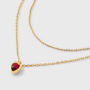 14K Gold Dipped Strawberry Multi-Strand Chain Necklace - A New Day™ Gold/Red: Polished Gold Plated, 21" Length, Extender - 1 of 4