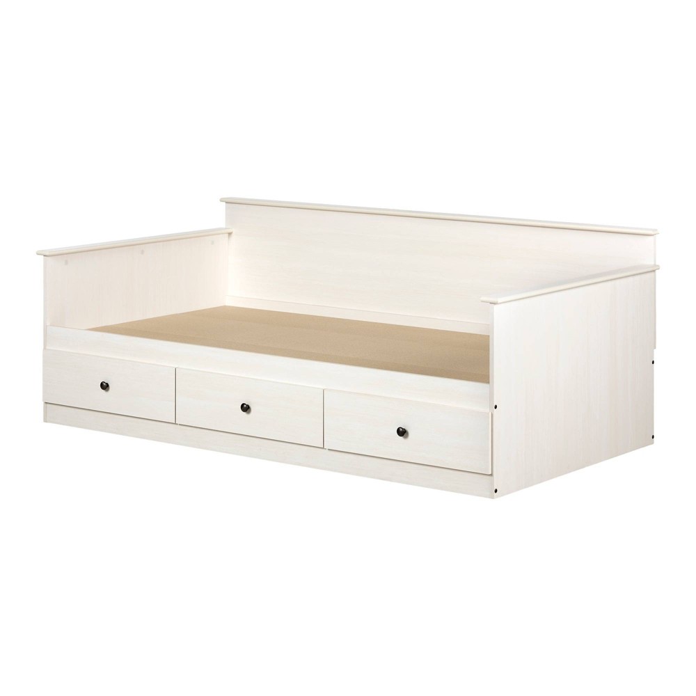 Photos - Bed Frame Twin Plenny Daybed with Storage White Wash - South Shore