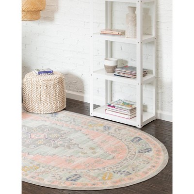 Whitney Pink and Ivory Oval Medallion Rug