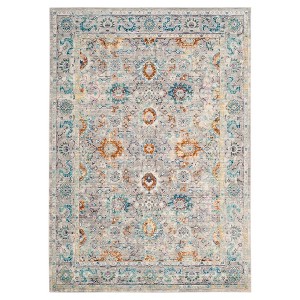 Gray Floral Loomed Area Rug 5
