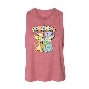 Women's Pokémon Kanto Starters Graphic Racerback Tank - Heather Mauve - Small - 1 of 2