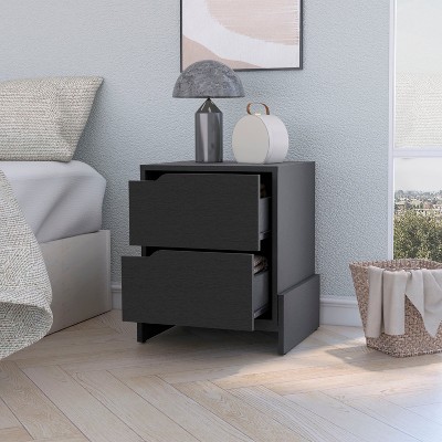 NicBex 14.57 inch Nightstand with 2 Drawers,Wooden Side Table with Sturdy Base,Modern Bedside Table for Bedroom,Living Room