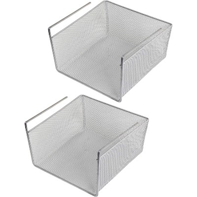 YBM Home Silver Mesh Under Shelf Storage Basket Organizer, Pack of 2
