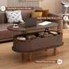 Natural Fluted Lift Top Coffee Table with Hidden Compartment, Wooden Center Table, Modern Oval Lift Tabletop for Home Living Room Office - 3 of 4