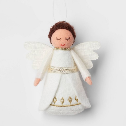 Felt Angel With Beaded Necklace Christmas Tree Ornament White/gold -  Wondershop™ : Target